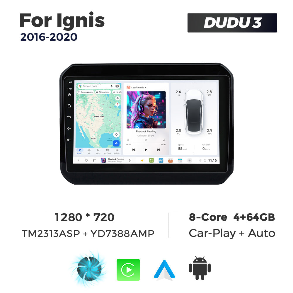 DUDU7 Suzuki Ignis 2016-2020 Head Unit Car Stereo | Apple CarPlay & Android Auto