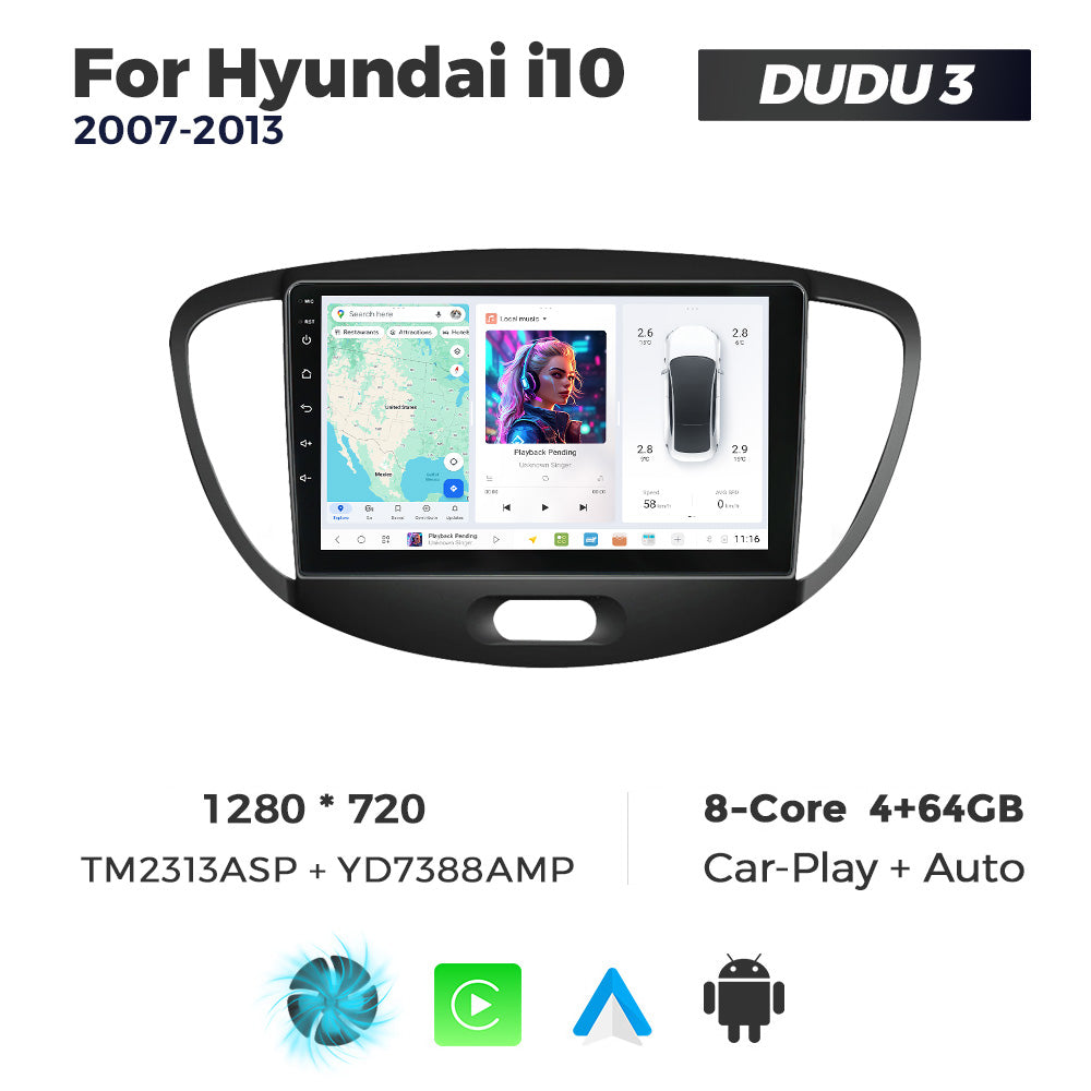 DUDU7 Hyundai i10 2007-2013 Head Unit Car Stereo | Apple CarPlay & Android Auto