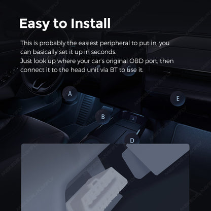 OBD-II Adapter | Bluetooth 5.1 | Direct Display on Head Unit | Real-Time Vehicle Data