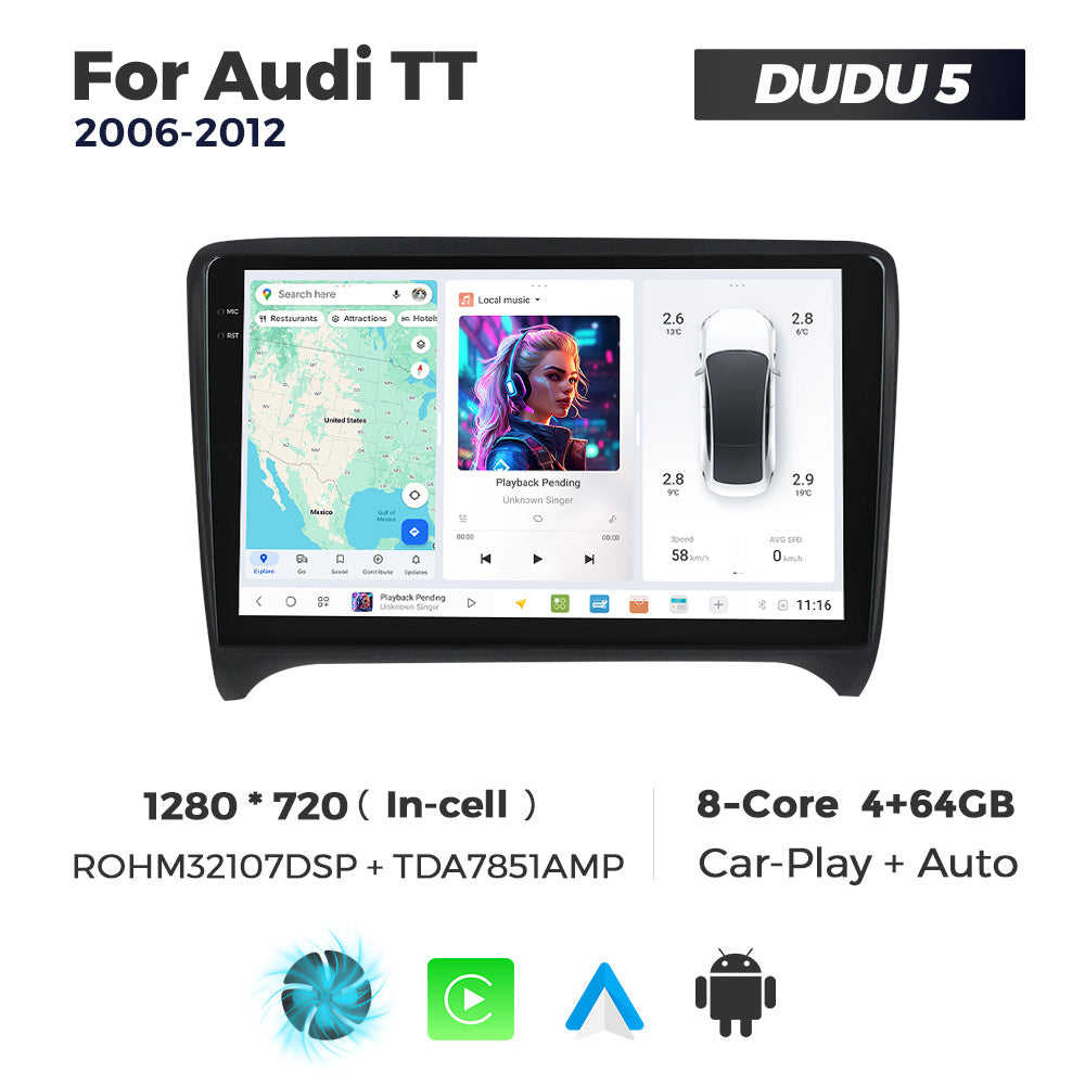 DUDU7 Audi TT 2006-2014  Head Unit Car Stereo | Apple CarPlay & Android Auto