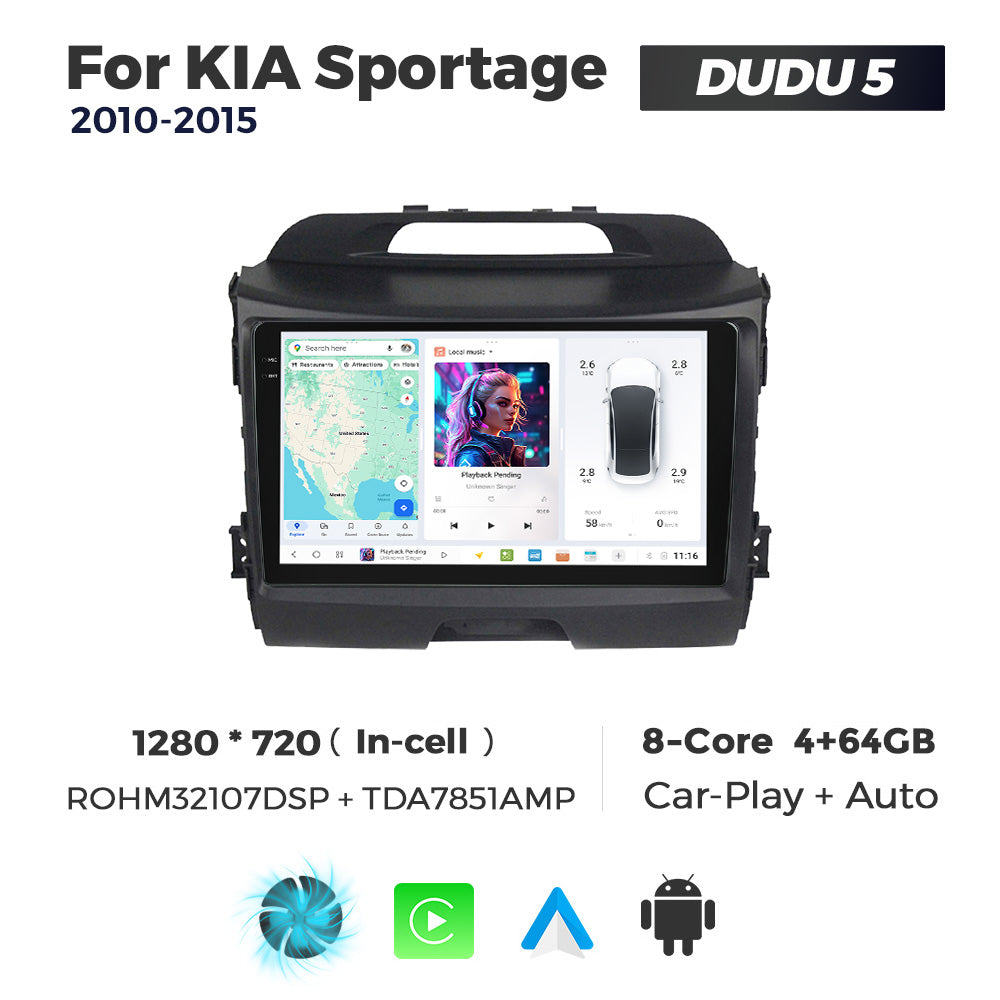 DUDU7 Kia Sportage 2010-2015 Head Unit Car Stereo | Apple CarPlay & Android Auto