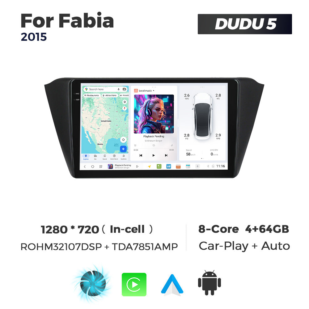 DUDU7 Skoda Fabia 2015-2020 Head Unit Car Stereo | Apple CarPlay & Android Auto