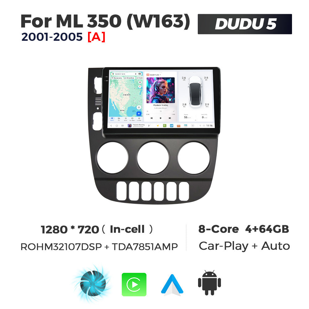 DUDU7 Mercedes ML 2001-2005 Head Unit Car Stereo | Apple CarPlay & Android Auto