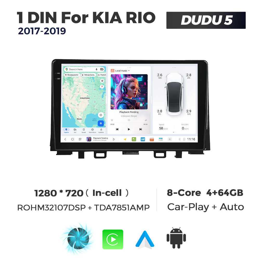 DUDU7 Kia Rio 2017-2019 Head Unit Car Stereo | Apple CarPlay & Android Auto
