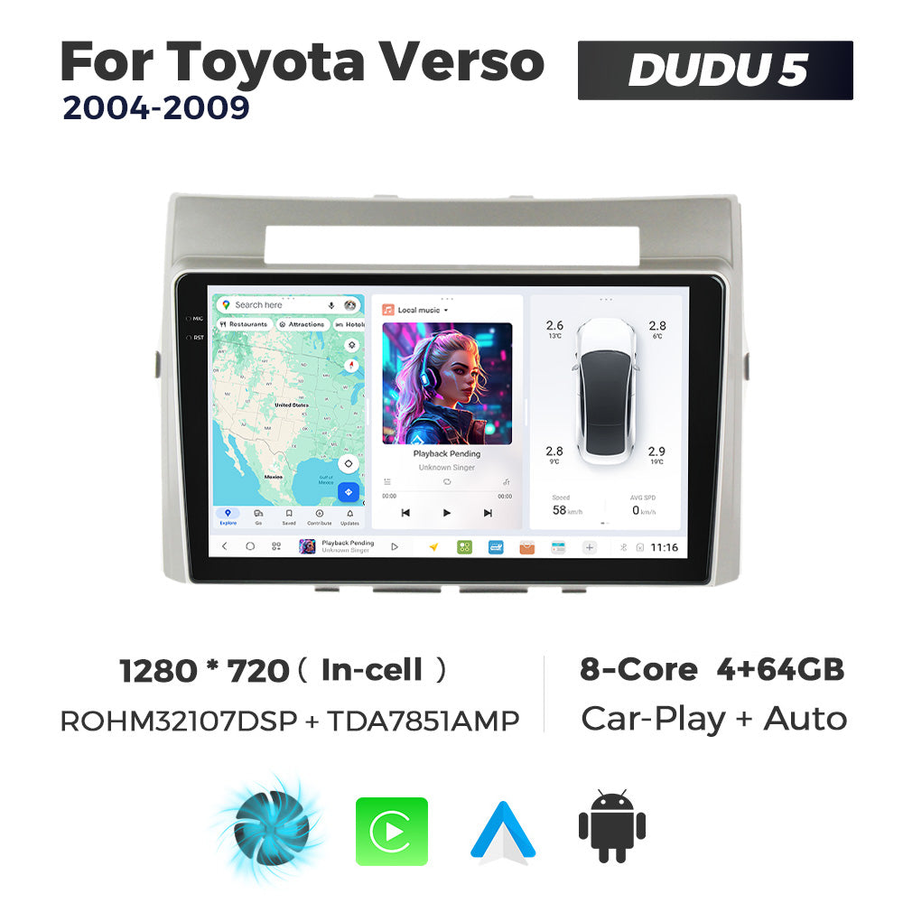 DUDU7 Toyota Verso 2004-2009 Head Unit Car Stereo | Apple CarPlay & Android Auto