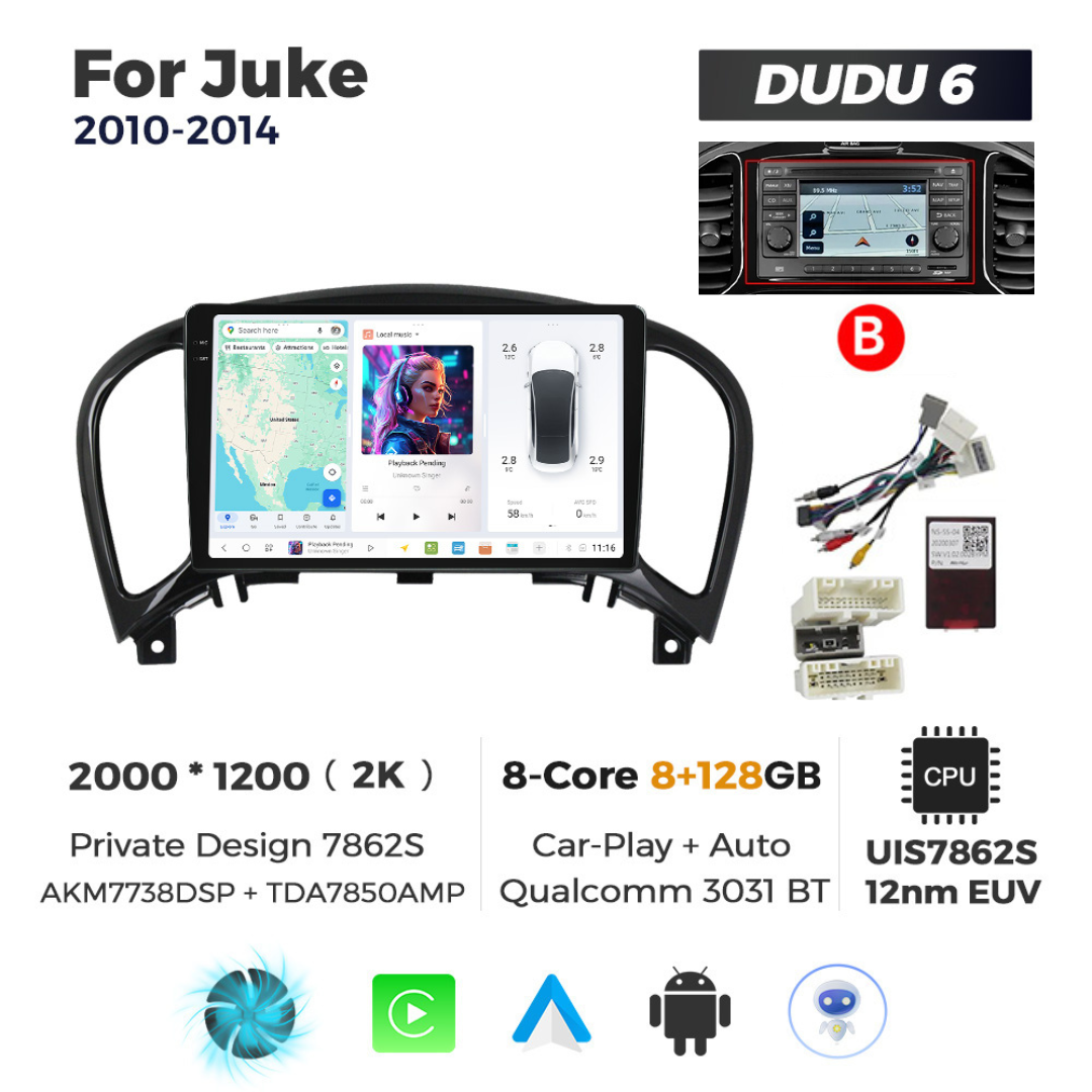 DUDU7 Nissan Juke 2010-2019 Head Unit Car Stereo | Apple CarPlay & Android Auto