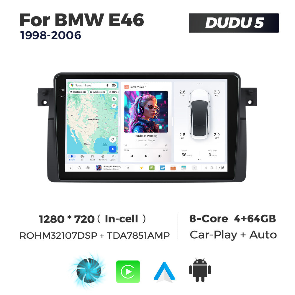 DUDU7 BMW 3 Series Е46 1998-2006 Head Unit Car Stereo | Apple CarPlay & Android Auto