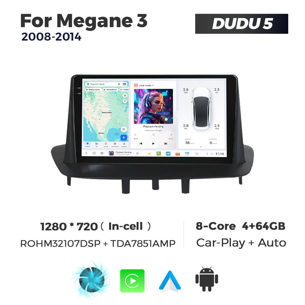 DUDU7 Megane 3 2008-2014 Head Unit Car Stereo | Apple CarPlay & Android Auto