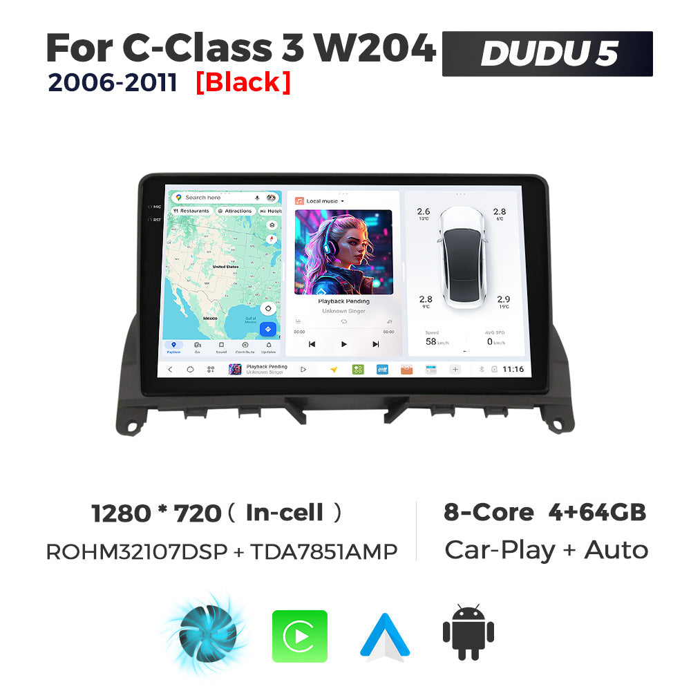 DUDU7 Mercedes C-Class 2006-2011 Head Unit Car Stereo | Apple CarPlay & Android Auto