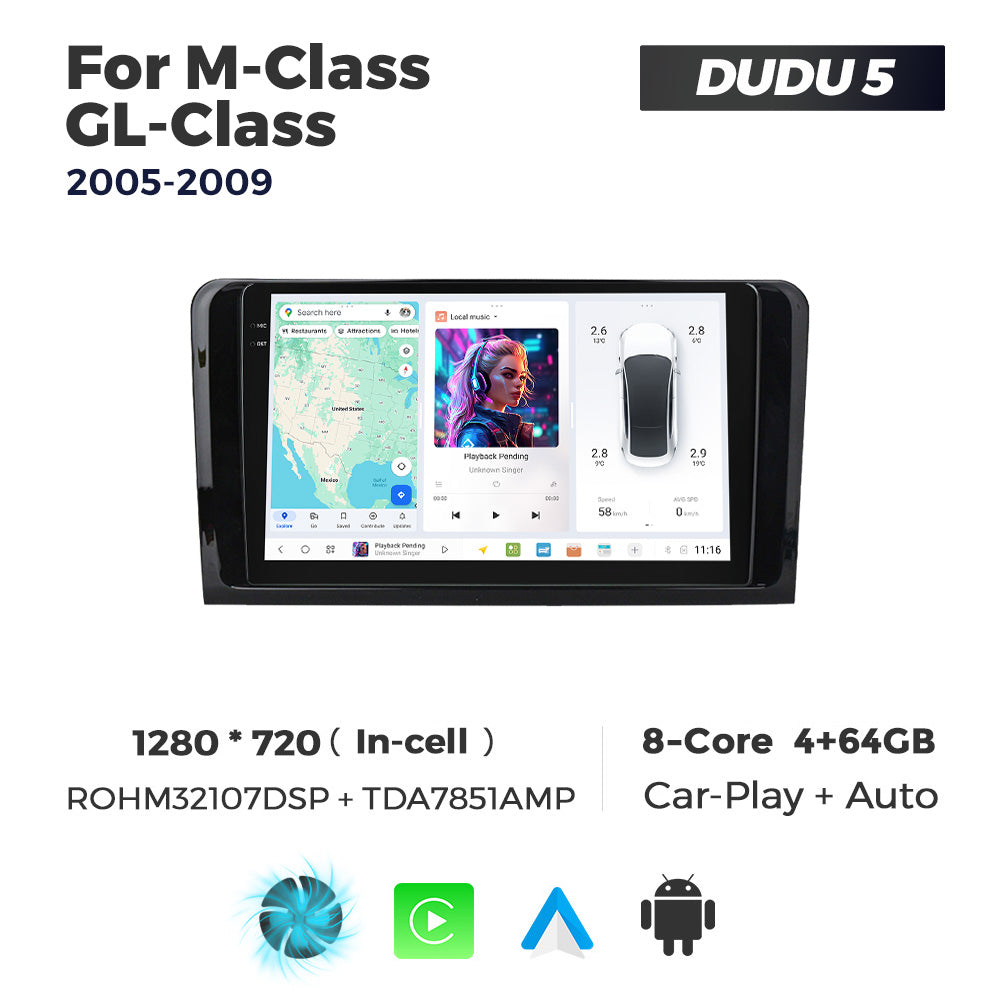 DUDU7 Mercedes ML GL 2005-2010 Head Unit Car Stereo | Apple CarPlay & Android Auto