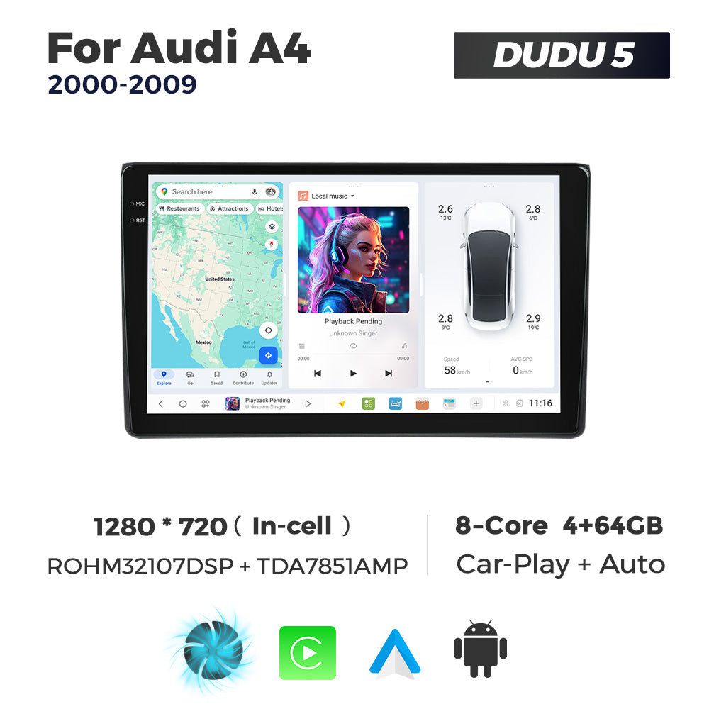 DUDU7 Audi A4 S4 RS4 2003-2008 Seat Exeo 2008-2013  Head Unit Car Stereo | Apple CarPlay & Android Auto