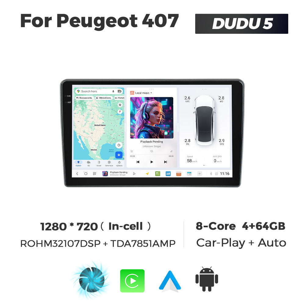 DUDU7 Peugeot 407 2004-2010 Head Unit Car Stereo | Apple CarPlay & Android Auto