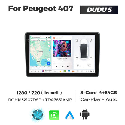 DUDU7 Peugeot 407 2004-2010 Head Unit Car Stereo | Apple CarPlay & Android Auto