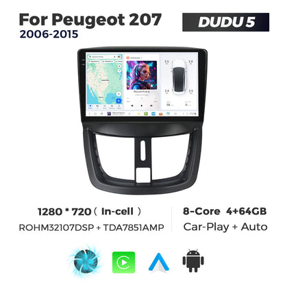 DUDU7 Peugeot 207 207 CC 2006-2014 Head Unit Car Stereo | Apple CarPlay & Android Auto