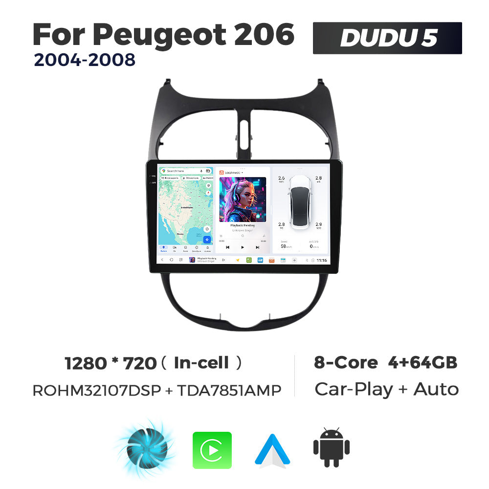 DUDU7 Peugeot 206 206 CC 1998-2010 Head Unit Car Stereo | Apple CarPlay & Android Auto