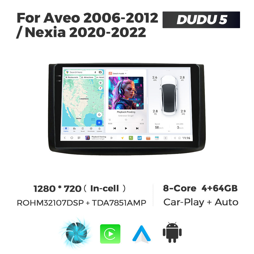 DUDU7 Chevrolet Aveo 2006-2012 Head Unit Car Stereo | Apple CarPlay & Android Auto