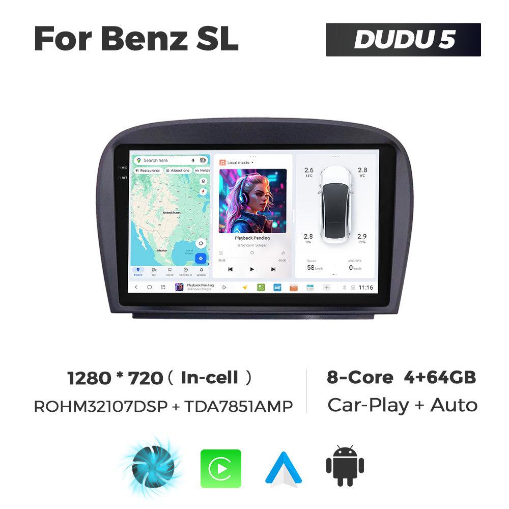 DUDU7 Mercedes SL Head Unit Car Stereo | Apple CarPlay & Android Auto