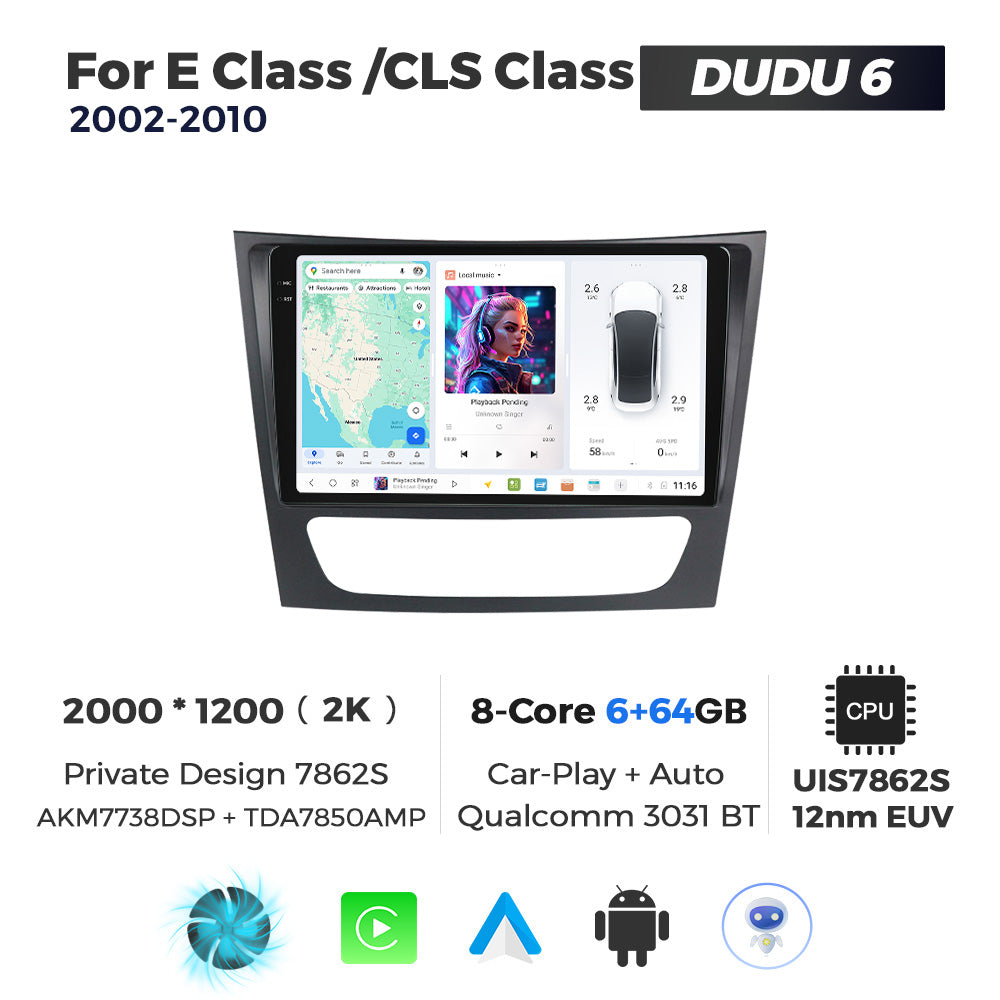 DUDU7 Mercedes E-Class CLS 2002-2010 Head Unit Car Stereo | Apple CarPlay & Android Auto