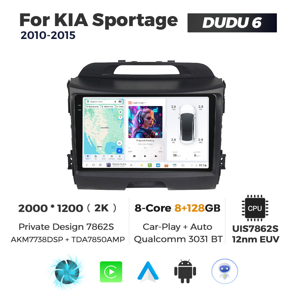 DUDU7 Kia Sportage 2010-2015 Head Unit Car Stereo | Apple CarPlay & Android Auto