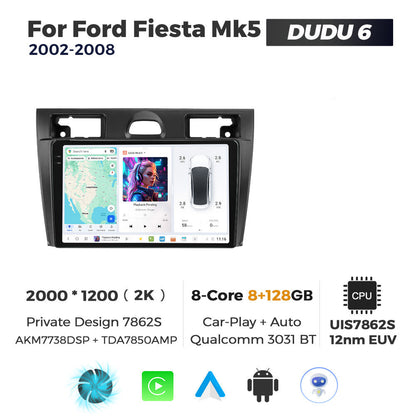 DUDU7 Ford Fiesta 2002-2008 Head Unit Car Stereo | Apple CarPlay & Android Auto