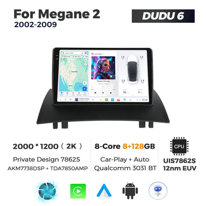 DUDU7 Megane 2 2002-2009 Head Unit Car Stereo | Apple CarPlay & Android Auto
