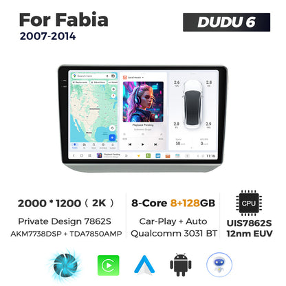 DUDU7 Skoda Fabia 2007-2014 Head Unit Car Stereo | Apple CarPlay & Android Auto