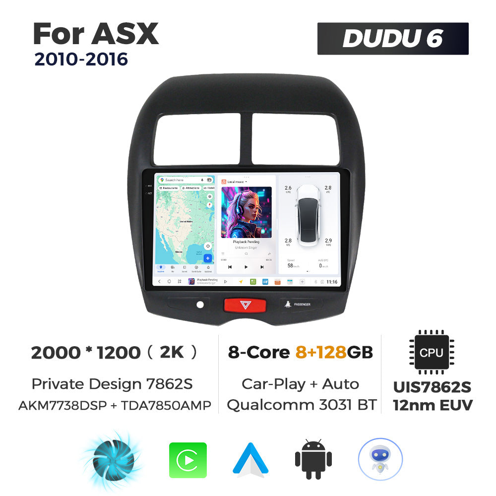 DUDU7 Citroen C4 Aircross Peugeot 4008 Mitsubishi Outlander Sport ASX 2010-2017 Head Unit Car Stereo | Apple CarPlay & Android Auto