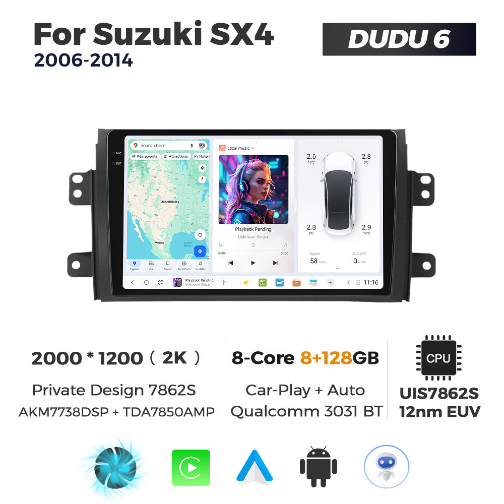 DUDU7 Suzuki SX4 2006-2014 Head Unit Car Stereo | Apple CarPlay & Android Auto