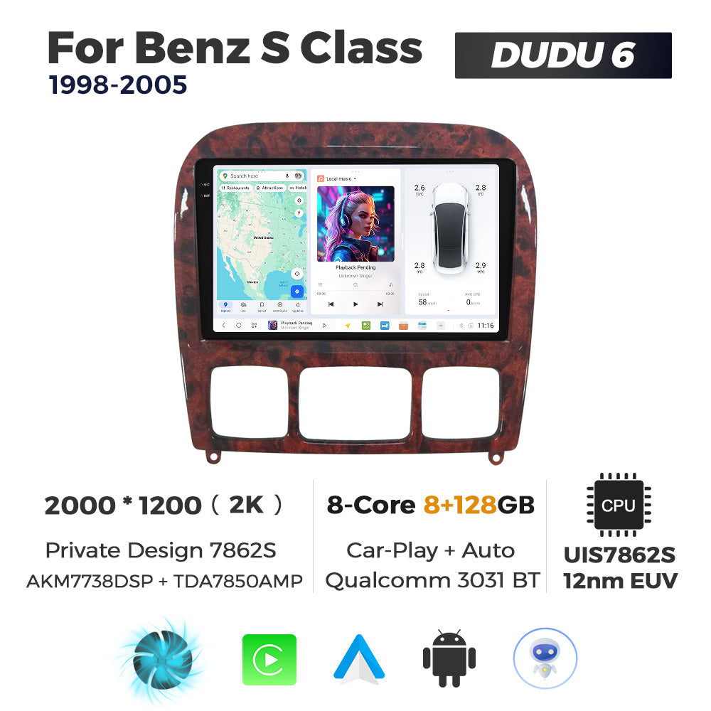 DUDU7 Mercedes S-Class 1998-2005 Head Unit Car Stereo | Apple CarPlay & Android Auto