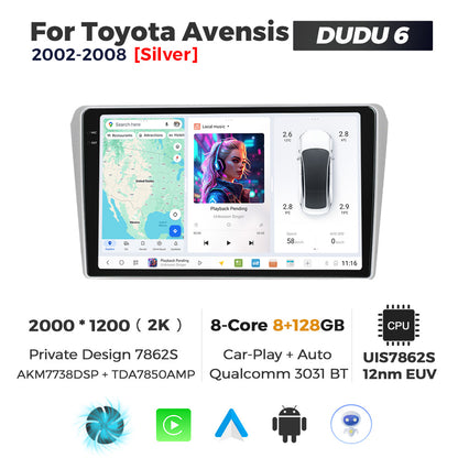 DUDU7 Toyota Avensis 2002-2008 Head Unit Car Stereo | Apple CarPlay & Android Auto