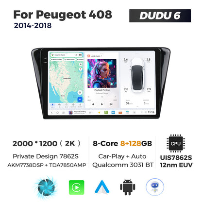 DUDU7 Peugeot 408 2014-2018 Head Unit Car Stereo | Apple CarPlay & Android Auto