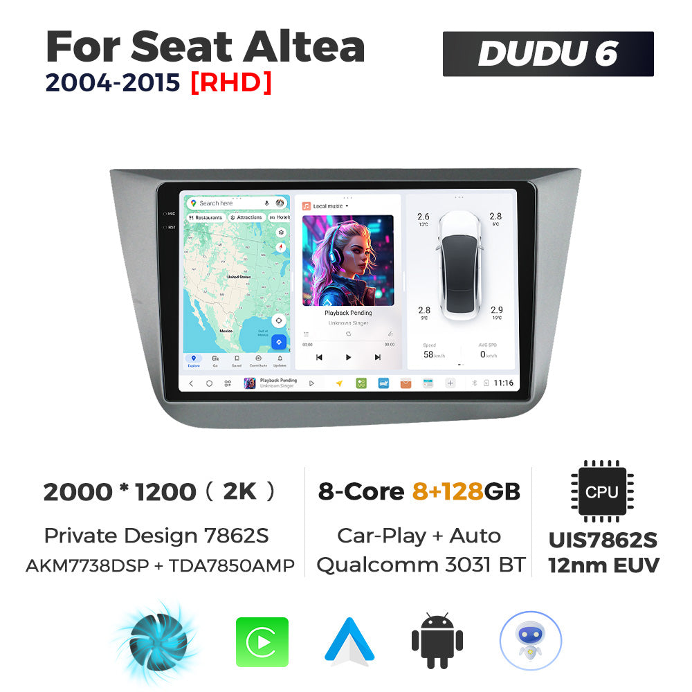 DUDU7 Seat Altea RHD 2004-2015 Head Unit Car Stereo | Apple CarPlay & Android Auto