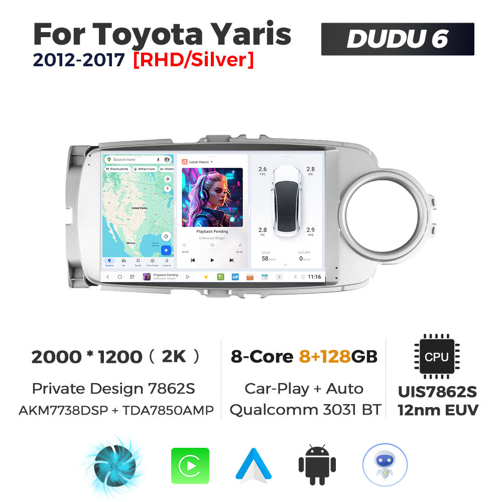 DUDU7 Toyota Yaris 2012-2017 Head Unit Car Stereo | Apple CarPlay & Android Auto RHD