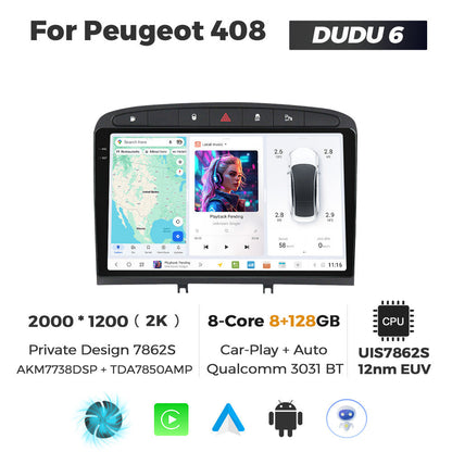 DUDU7 Peugeot 308 308SW 408 2007-2013 Head Unit Car Stereo | Apple CarPlay & Android Auto