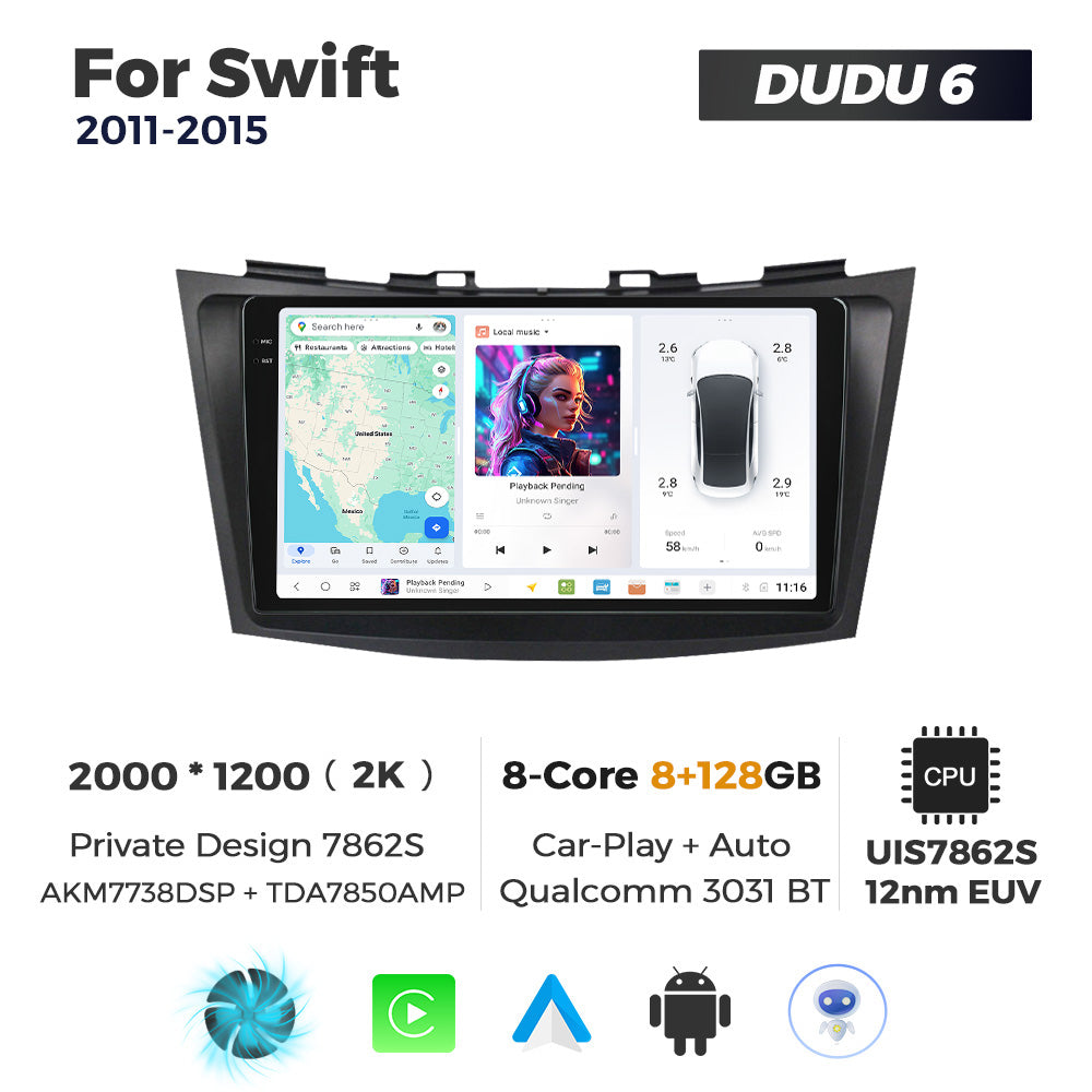 DUDU7 Suzuki Swift 2011-2015 Head Unit Car Stereo | Apple CarPlay & Android Auto