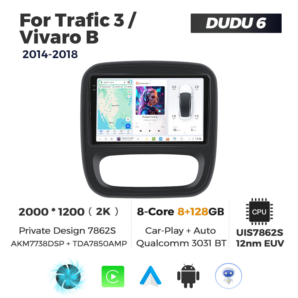 DUDU7 Vauxhall Vivaro Renault Traffic 2014-2021 Head Unit Car Stereo | Apple CarPlay & Android Auto