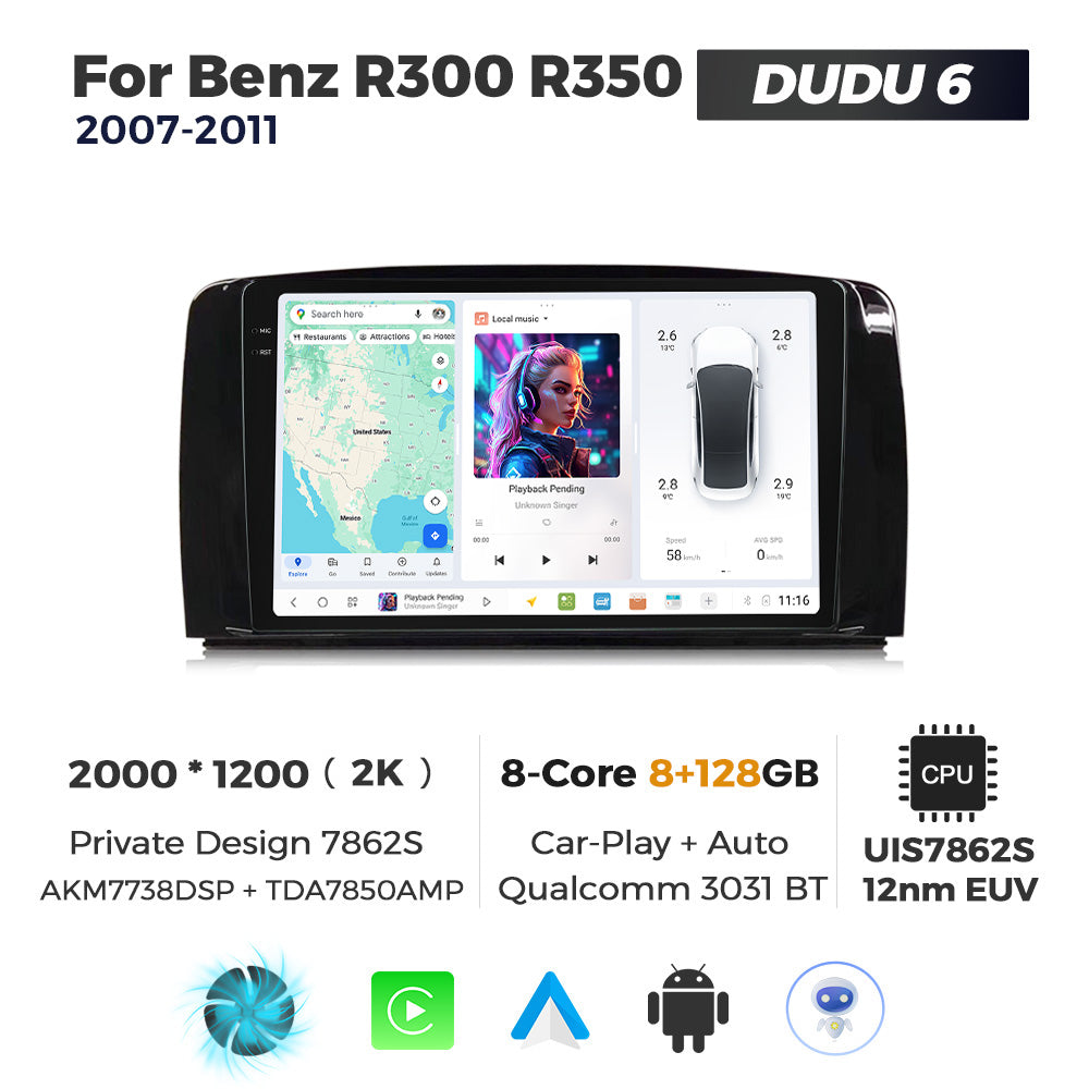 DUDU7 Mercedes R-Class 2007-2011 Head Unit Car Stereo | Apple CarPlay & Android Auto