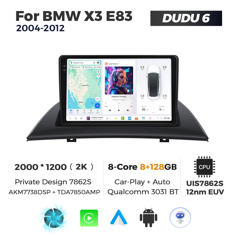 DUDU7 BMW X3 E83 2004-2012 Head Unit Car Stereo | Apple CarPlay & Android Auto
