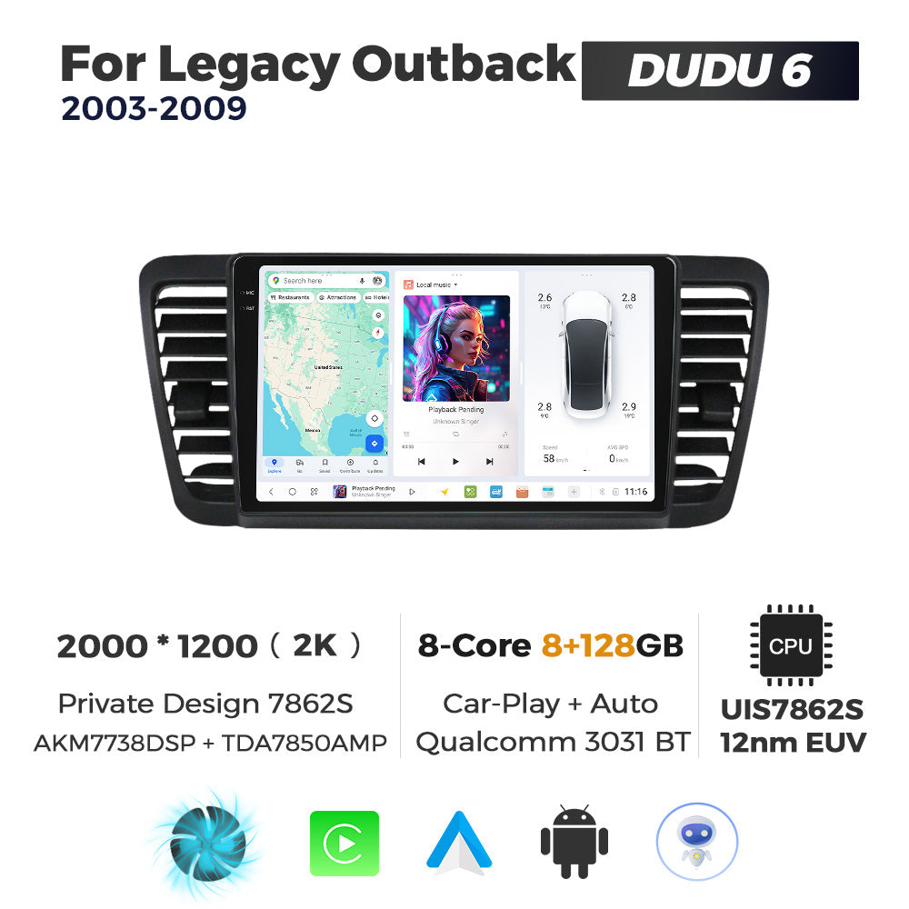 DUDU7 Subaru Legacy Outback 2003-2009 Head Unit Car Stereo | Apple CarPlay & Android Auto