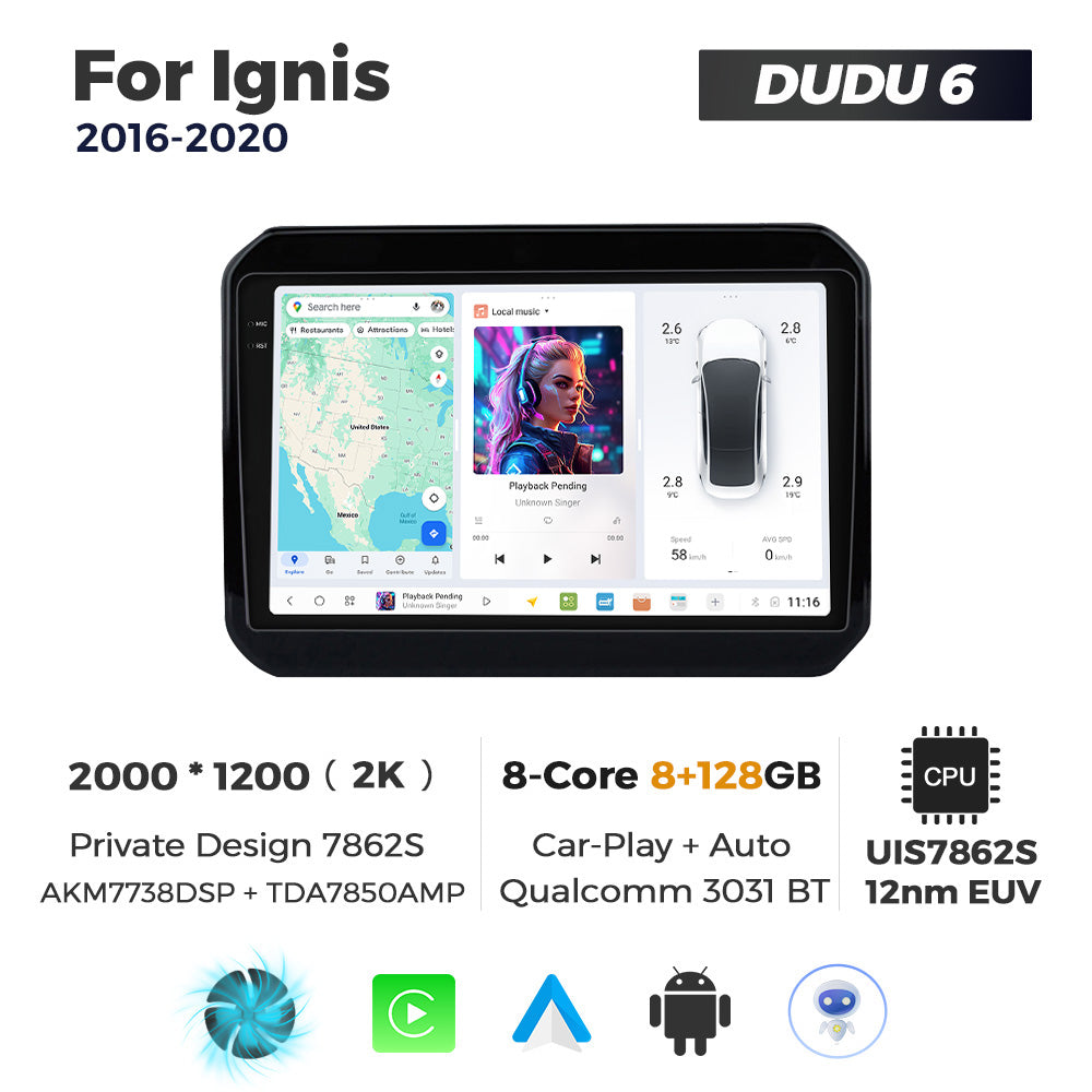 DUDU7 Suzuki Ignis 2016-2020 Head Unit Car Stereo | Apple CarPlay & Android Auto