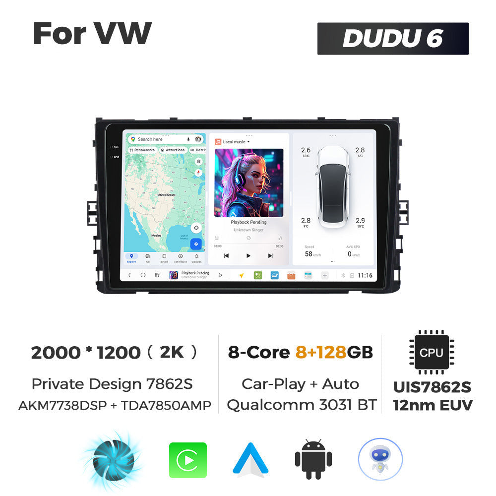 DUDU7 Volkswagen T6.1 Transporter Polo MK6 Arteon Golf MK7 Polo MK6/7 T-Cross T-Roc Taigo Head Unit Car Stereo | Apple CarPlay & Android Auto