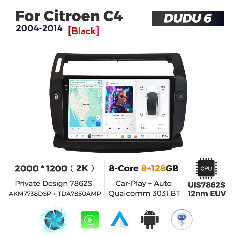 DUDU7 Citroen C4 2004-2014 Head Unit Car Stereo | Apple CarPlay & Android Auto