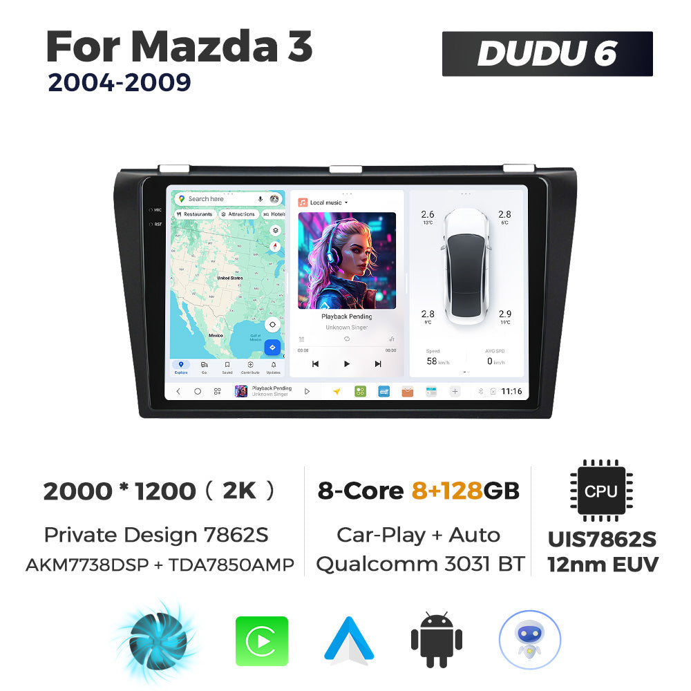 DUDU7 Mazda 3 2004-2009 Head Unit Car Stereo | Apple CarPlay & Android Auto