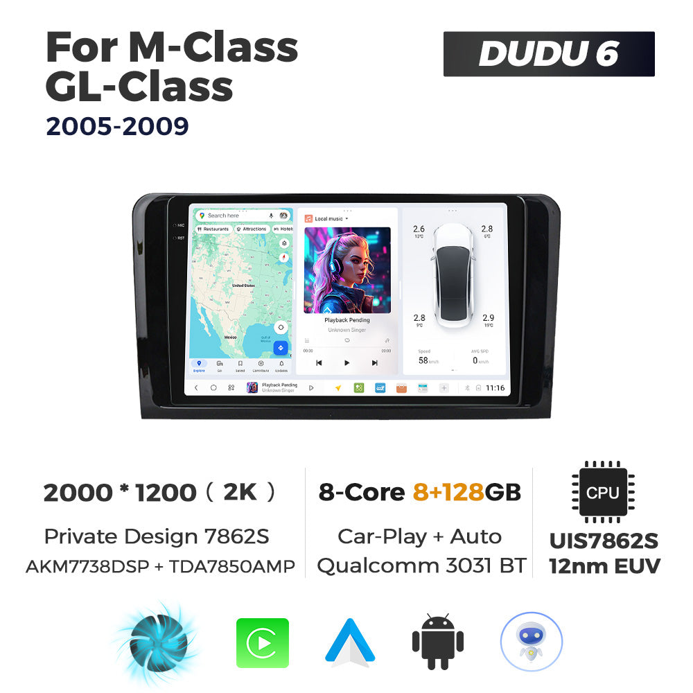 DUDU7 Mercedes ML GL 2005-2010 Head Unit Car Stereo | Apple CarPlay & Android Auto