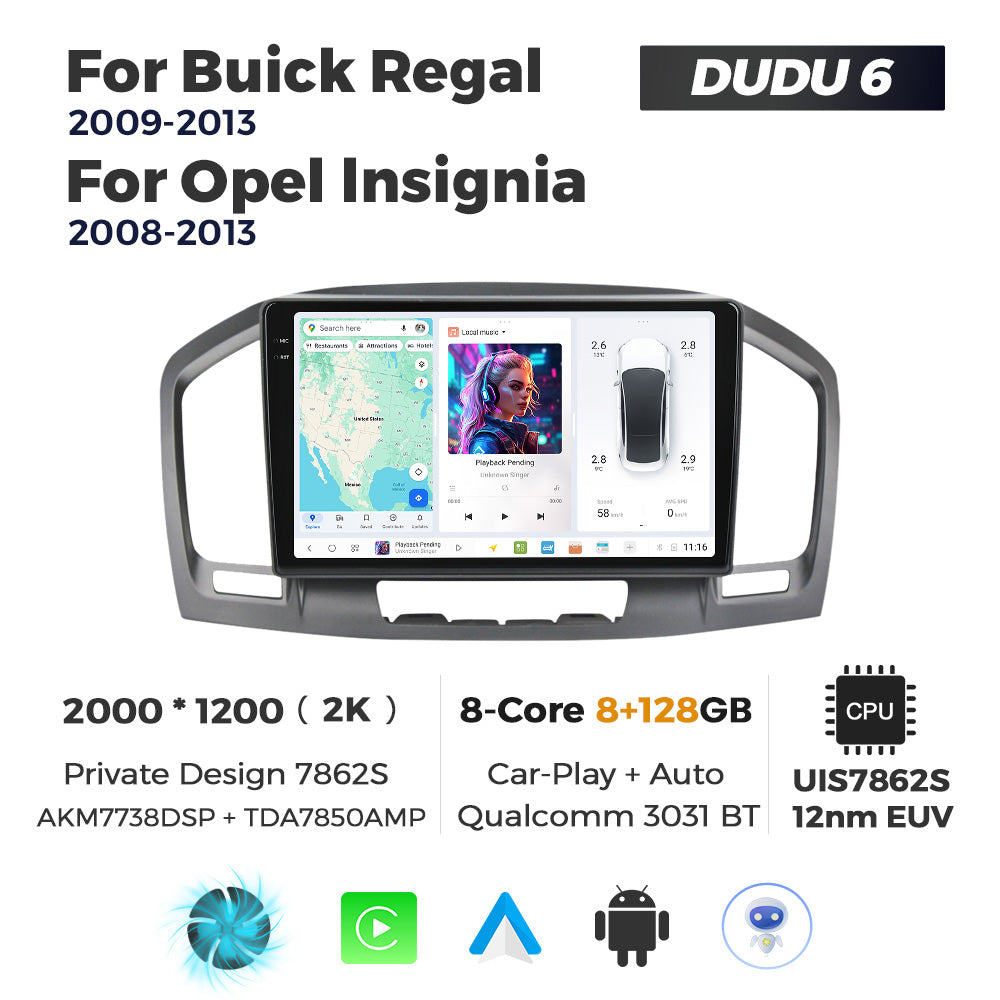 DUDU7 Vauxhall Insignia 2008-2013 Head Unit Car Stereo | Apple CarPlay & Android Auto
