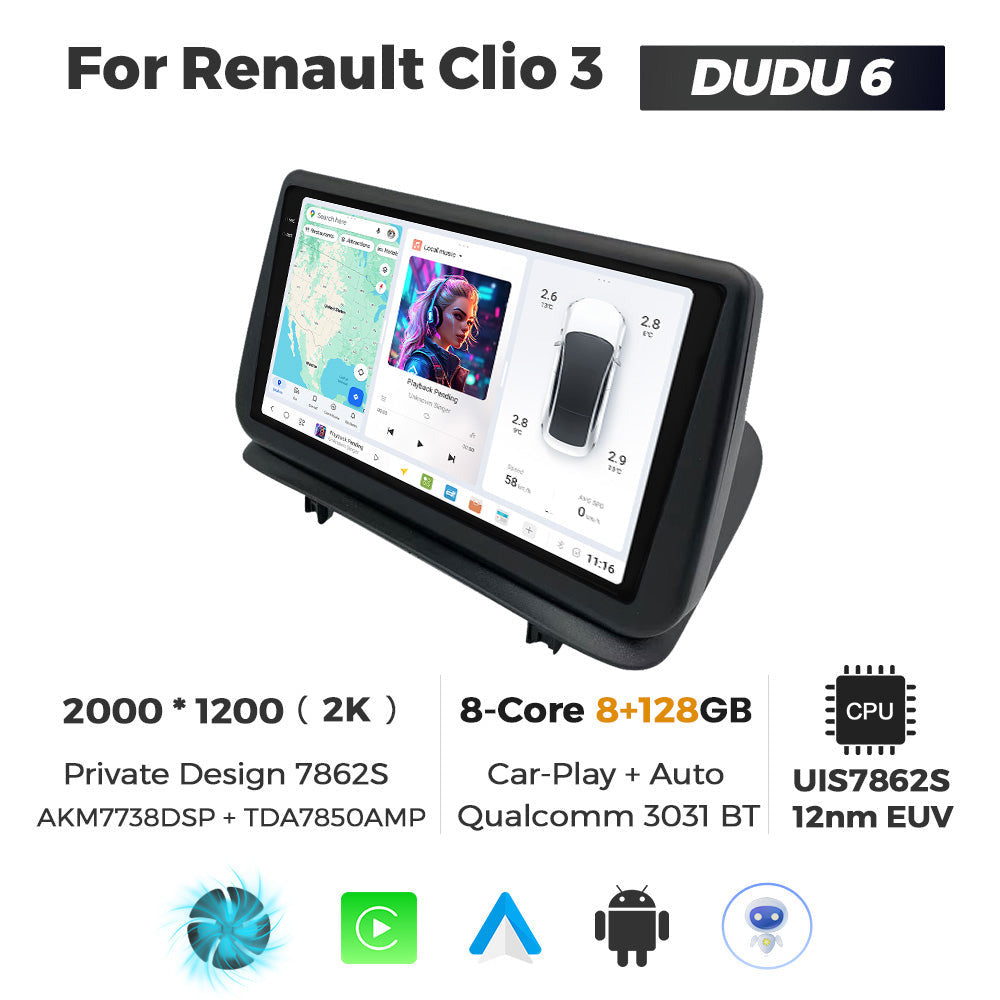 DUDU7 Renault Clio 3 2005-2014 Head Unit Car Stereo | Apple CarPlay & Android Auto
