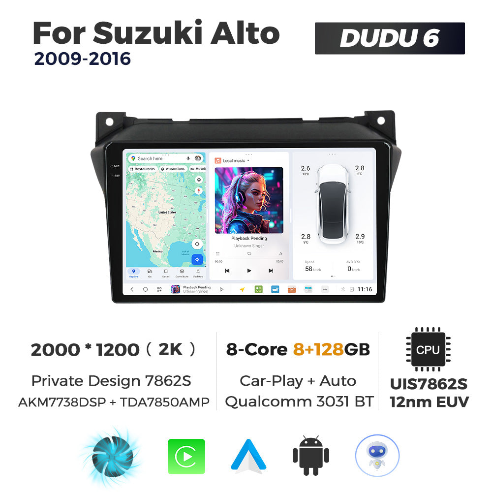 DUDU7 Suzuki Alto 2009-2016 Head Unit Car Stereo | Apple CarPlay & Android Auto
