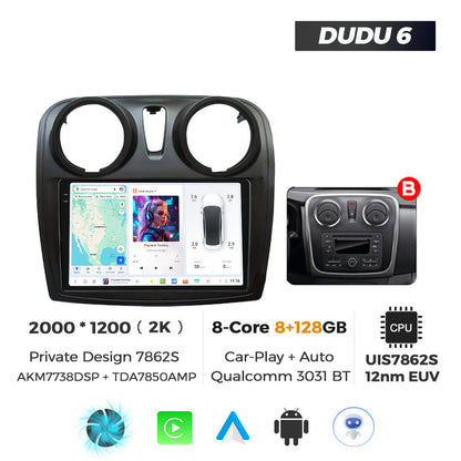 DUDU7 Dacia Logan Sandero 2012-2020  Head Unit Car Stereo | Apple CarPlay & Android Auto