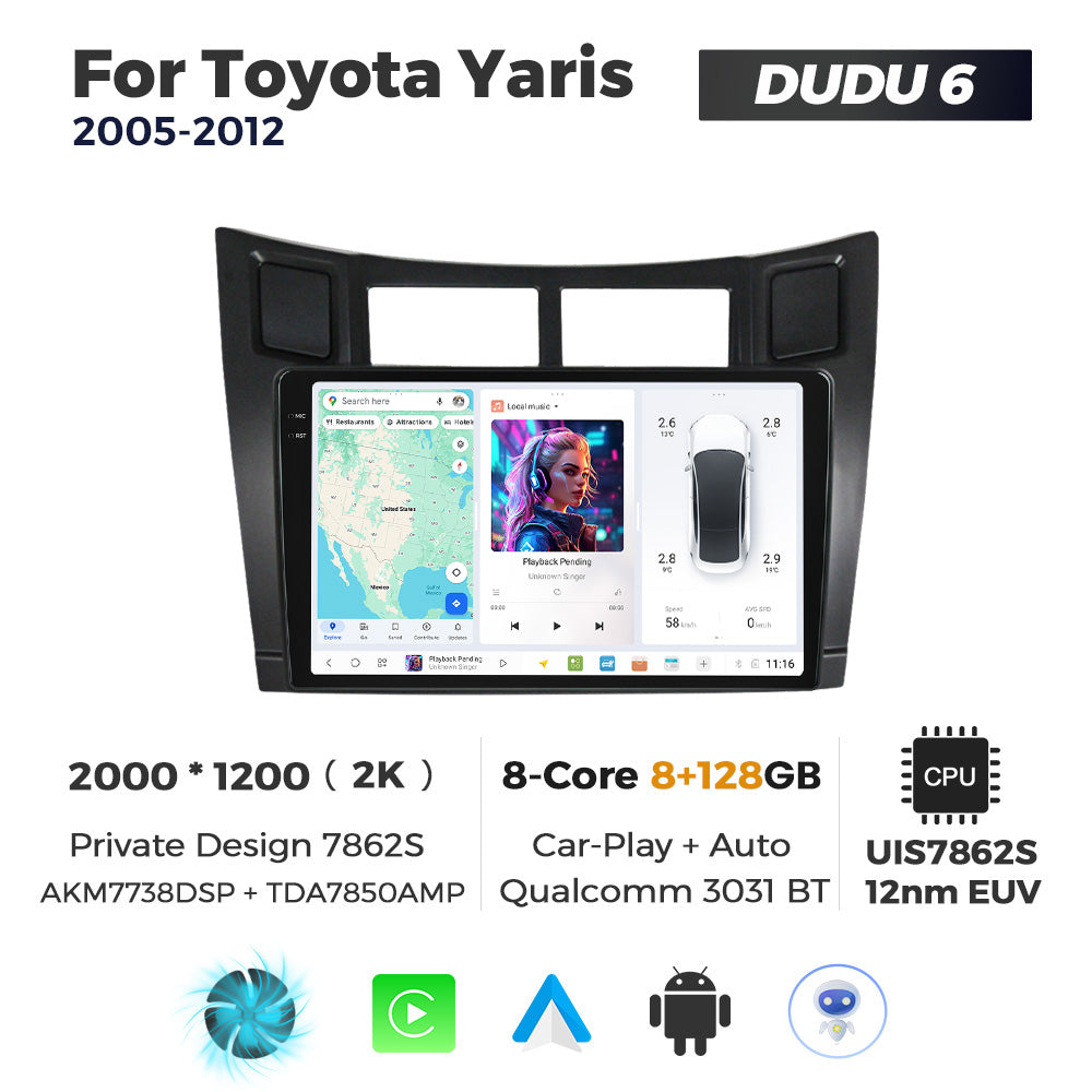 DUDU7 Toyota Yaris 2005-2012 Head Unit Car Stereo | Apple CarPlay & Android Auto