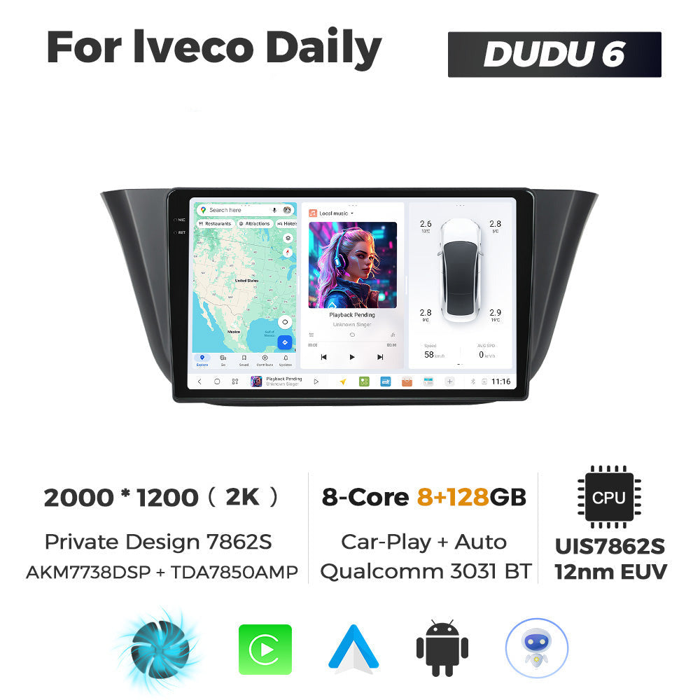 DUDU7 Iveco Daily 2015-2025 Head Unit Car Stereo | Apple CarPlay & Android Auto